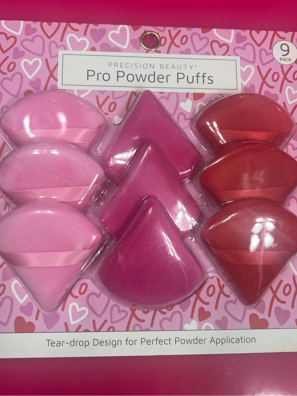 Precision Beauty Pro Powder Puffs - Pink & Red Makeup Sponges (9 Pack)